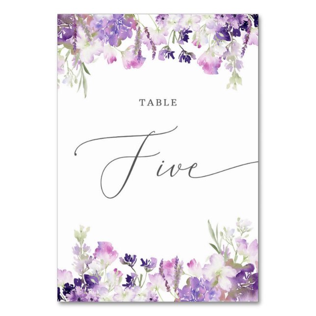 Numéro De Table Lavande fleurie Cinq Numéro de tableau (Par défaut)
