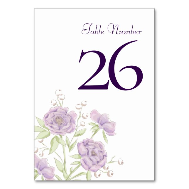 Numéro De Table Lavender Purple Rose Wedding (Par défaut)