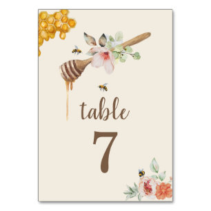 Numéro De Table Le Baby shower Floral Au Miel, Le Sucre Et Le Miel