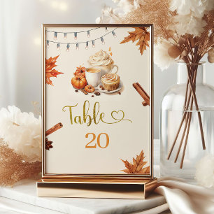Numéro De Table Le Citrouille d'automne brasse des Feuilles de caf