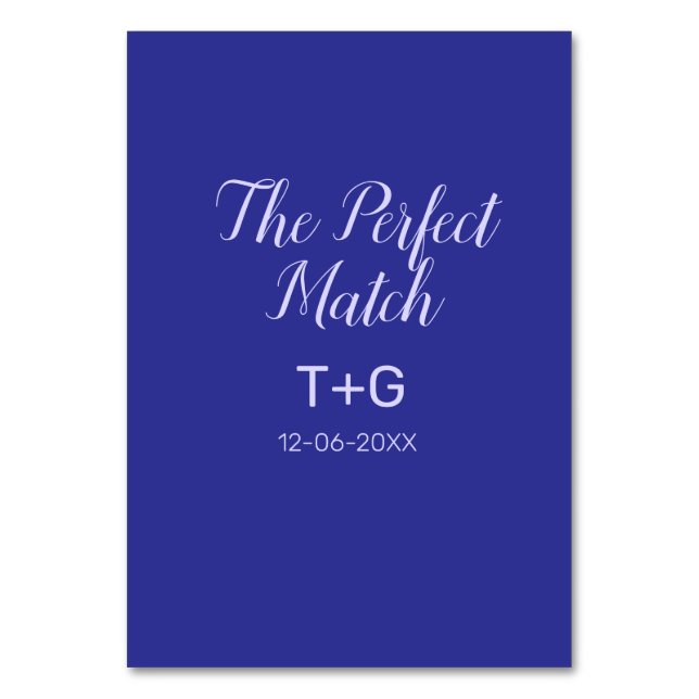 Numéro De Table Le mariage parfait royal bleu luxe ajouter couple  (Par défaut)