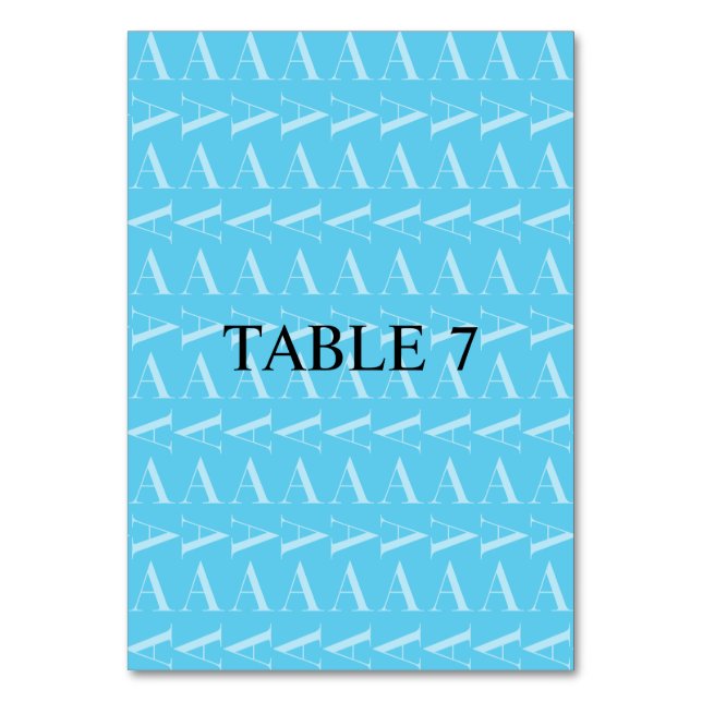 Numéro De Table Lettre initiale A, Aqua Blue (Par défaut)