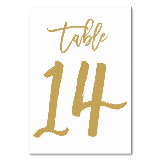 Numéro de table lettres main chic or | Tableau 14 (Par défaut)