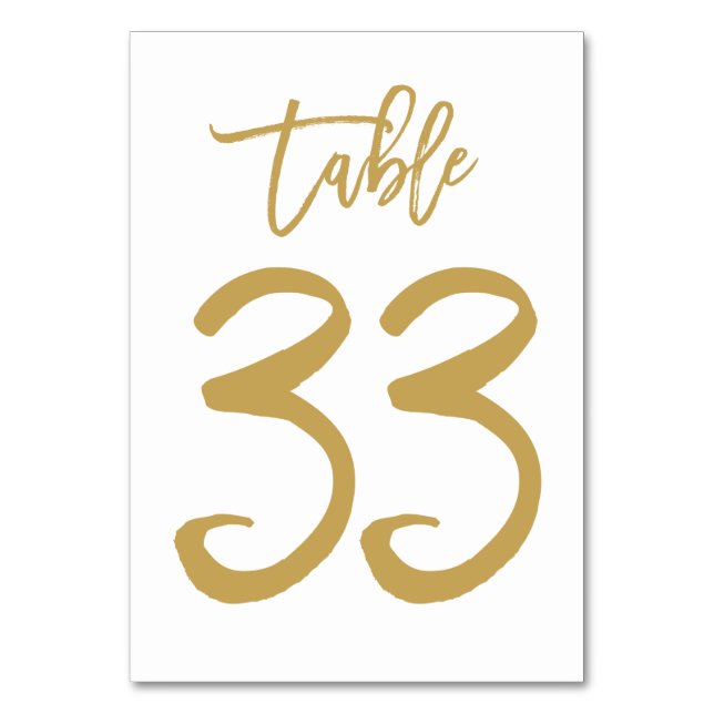 Numéro de table lettres main chic or | Tableau 33 (Par défaut)