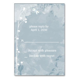 Numéro De Table Libellule Fleurs Blanches Bleu Ardoise Mariage RSV