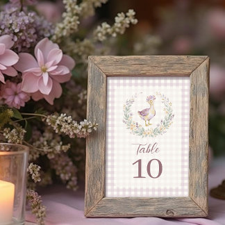 Numéro De Table Lilac Gingham Baby Goose Table Number LPM26