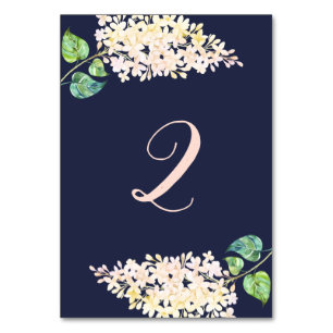 Numéro De Table Lilas blanc. Mariage romantique floral marine. Ble