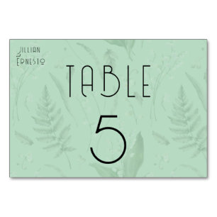 Numéro De Table Lily de Vallée avec des fougères Vert doux 2 cô