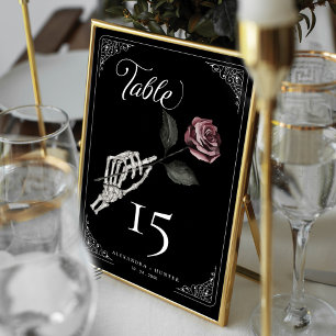 Numéro De Table Love Skeleton Rose main Halloween Mariage gothique