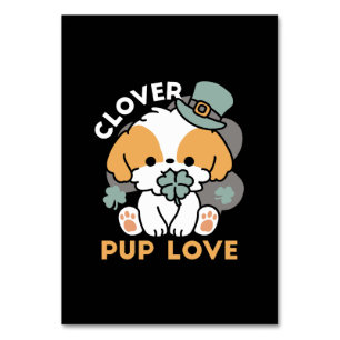 Numéro De Table Lucky Pup with Clover - St. Patrick's Day Cadeau