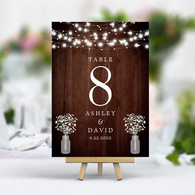 Numéro De Table Lumières de Gypsophile Élégantes pour Mariage (Créateur téléchargé)