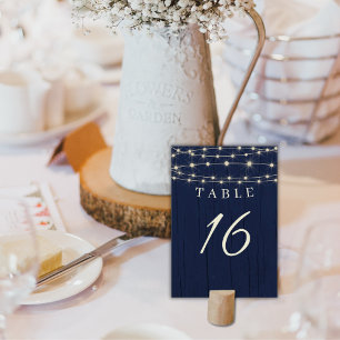 Numéro De Table Lumières de mariage rustiques bleu marine en guirl