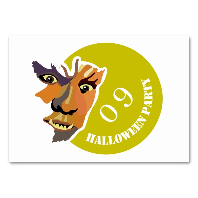 Numéro De Table Lune Wolf, fête d'Halloween (Devant)