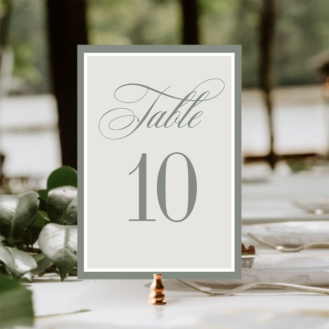 Numéro De Table Luxe classique | Élégant Mariage vert Sage (Créateur téléchargé)