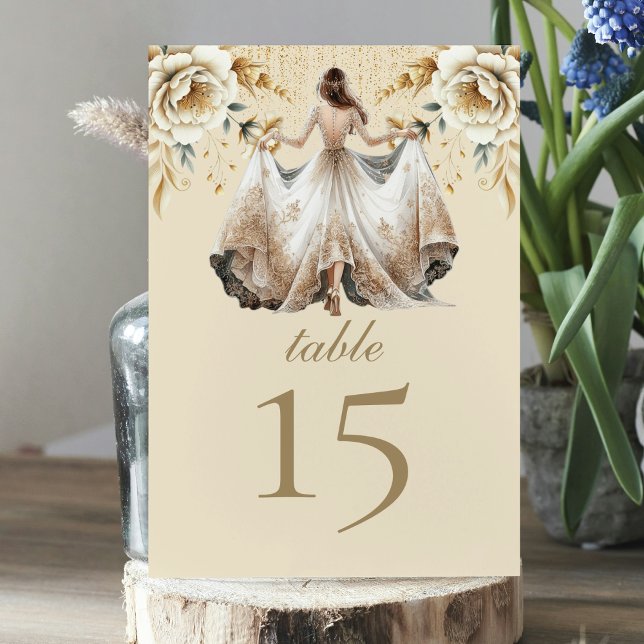 Numéro De Table Luxe ivoire & or Quinceañera (Créateur téléchargé)
