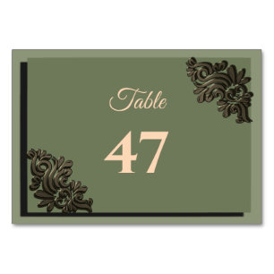 Numéro De Table Luxe Moderne Sage vert & or faux métallique