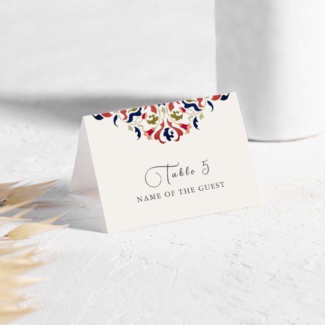Numéro De Table Luxury Botanical Floral Paisley Wedding Place Card (Créateur téléchargé)