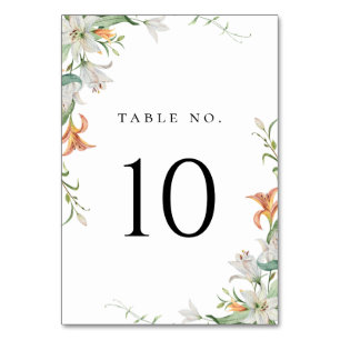 Numéro De Table Lys floraux botaniques modernes