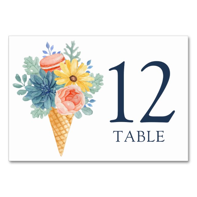 Numéro De Table Macaron floral Succulent | MARIAGE (Devant)