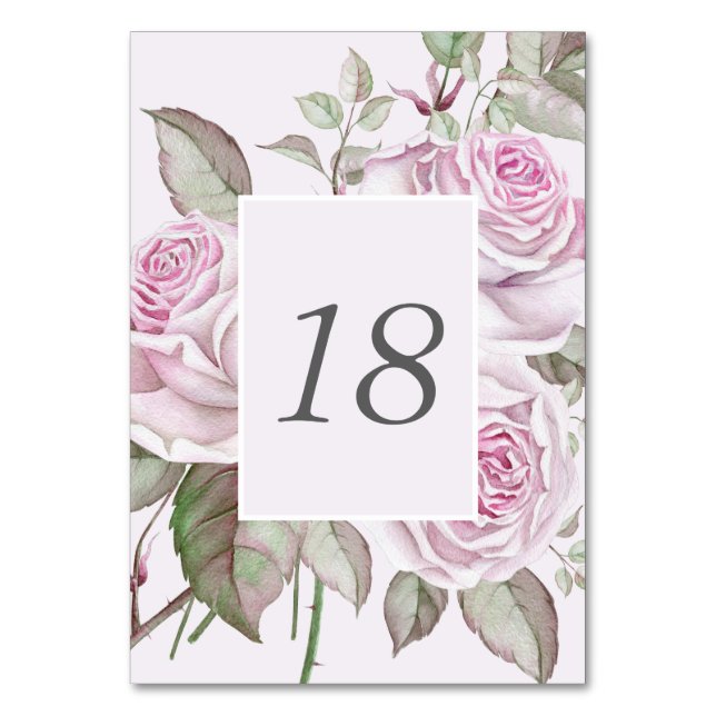 Numéro De Table Magnifiques Roses Violettes Tendres Mariage (Par défaut)