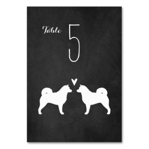 Numéro De Table Malamute d'Alaska Silhouettes Réception de Mariage