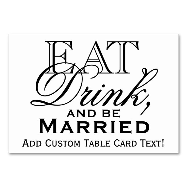 Numéro De Table Mangez, buvez et soyez marié Mariage personnalisé (Devant)