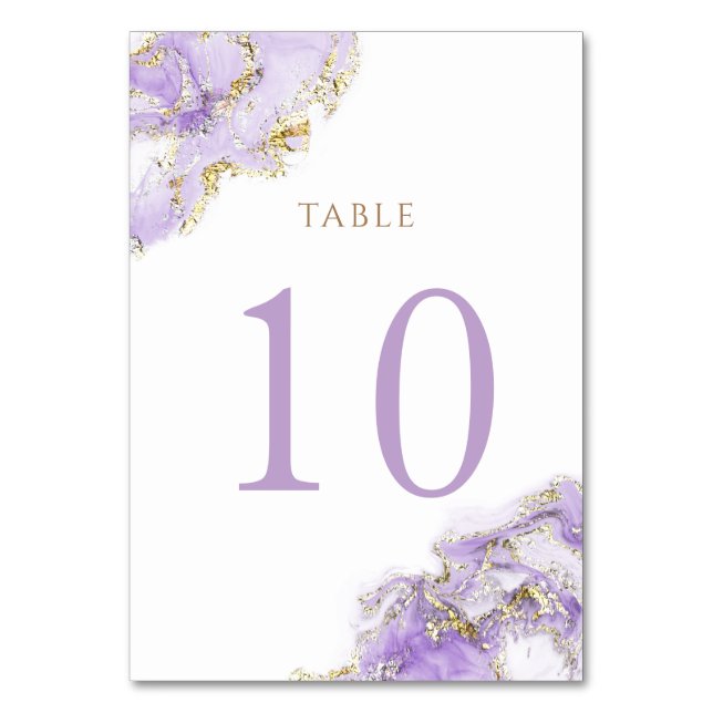 Numéro De Table marbre doré lavande Numéro de tableau 10 (Par défaut)