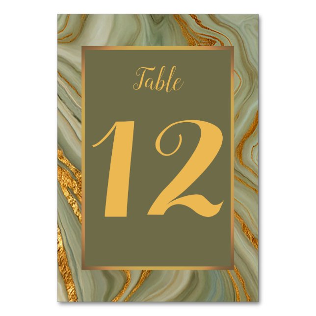Numéro De Table Marbre Onyx Vert Et Or (Par défaut)