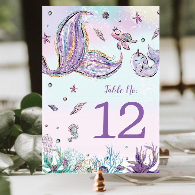 Numéro De Table Marée de sirène sous le Baby shower d'anniversaire (Créateur téléchargé)