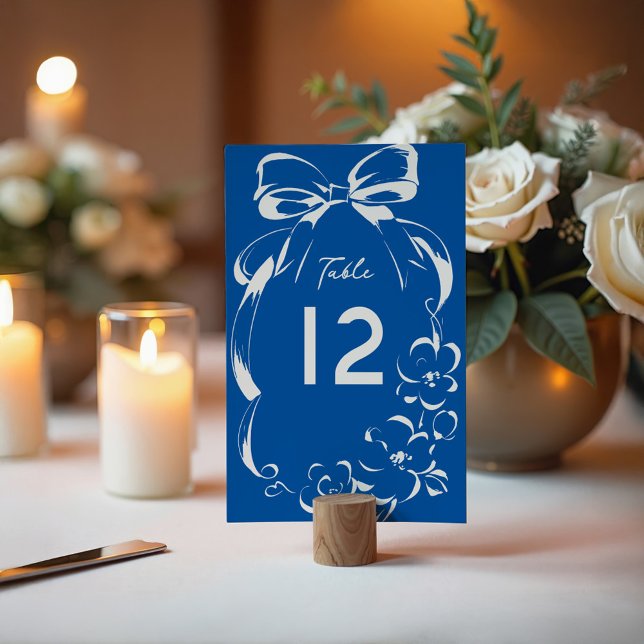 Numéro De Table Mariage à cadre floral et noeud papillon fantaisis (Créateur téléchargé)
