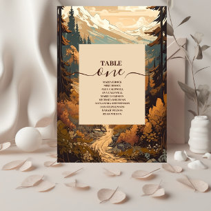 Numéro De Table Mariage À feuillage persistant Rustic Mountain For