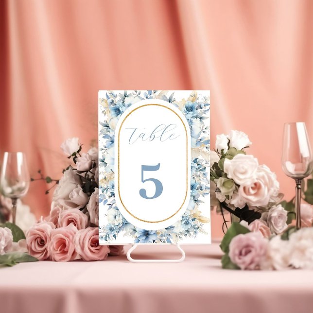 Numéro De Table Mariage à fleurs de printemps bleu bleu marine Dus (Créateur téléchargé)
