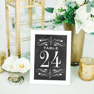 Numéro De Table Mariage à la craie vintage avec fioritures