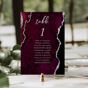 Numéro De Table Mariage à l'agate argent de Bourgogne