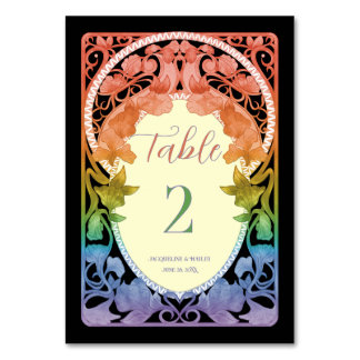Numéro De Table Mariage à l'aquarelle Art Nouveau Rainbow II 