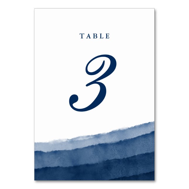 Numéro De Table Mariage à l'aquarelle Bleu Indigo (Par défaut)