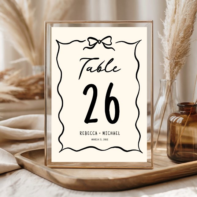 Numéro De Table Mariage à l'arc en main noir et crème dessiné à la (Créateur téléchargé)