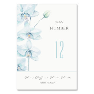 Numéro De Table Mariage à l'Orchidée Bleue Douce
