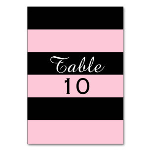 Numéro de table Mariage à rayures roses et noires