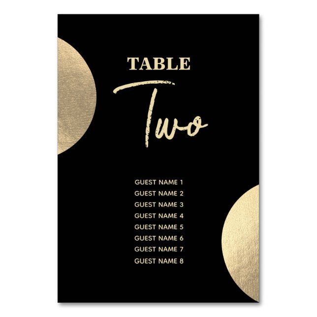 Numéro De Table Mariage Abstrait moderne Noir & Or contemporain (Par défaut)