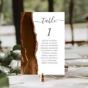 Numéro De Table Mariage Agate Brun Moka Or