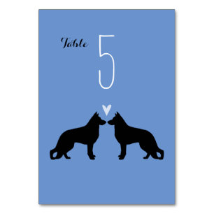 Numéro De Table Mariage allemand Shepherd Chien Silhouettes