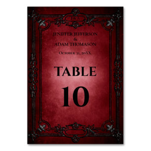Numéro De Table Mariage alternatif gothique rouge Halloween