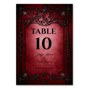 Numéro De Table Mariage alternatif gothique rouge Halloween