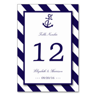 Numéro De Table Mariage Ancre bleu marine