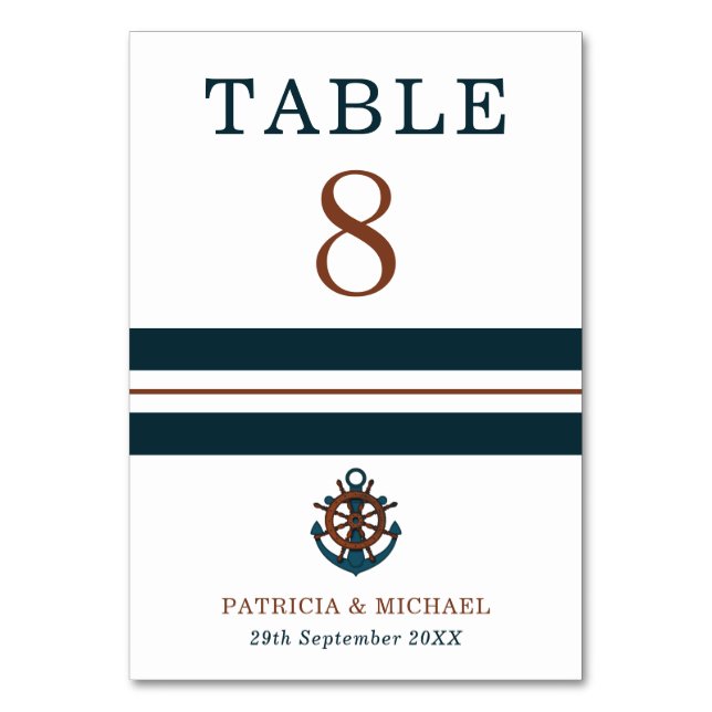 Numéro De Table Mariage Ancre bleu marine (Par défaut)
