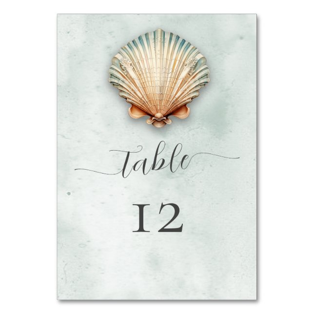 Numéro De Table Mariage aquatique moderne Coastal Seashell (Par défaut)