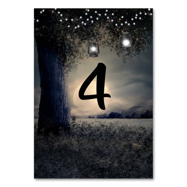Numéro de table mariage Arbre Lune Romantique (Par défaut)