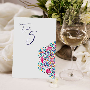 Numéro De Table Mariage arc-en-ciel de style vibrant fiesta mexica