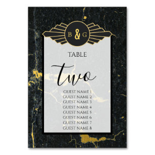 Numéro De Table Mariage Art déco en marbre d'or noir